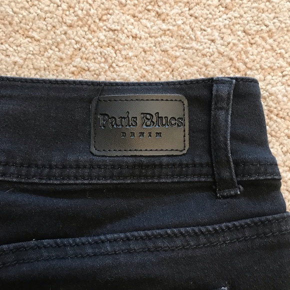 Paris Blues Black Denim Shorts NEW Size 7 Raw Frayed Hem Low Rise Shorty Shorts - Picture 6 of 10